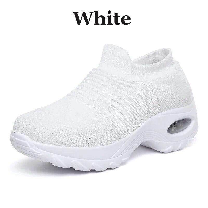 Damen Laufschuhe Walking Mesh Schuhe Mode Plateau Slip-On Sneaker Luftpolsterung Fitnessstudio Modern Dance Schuhe Herren