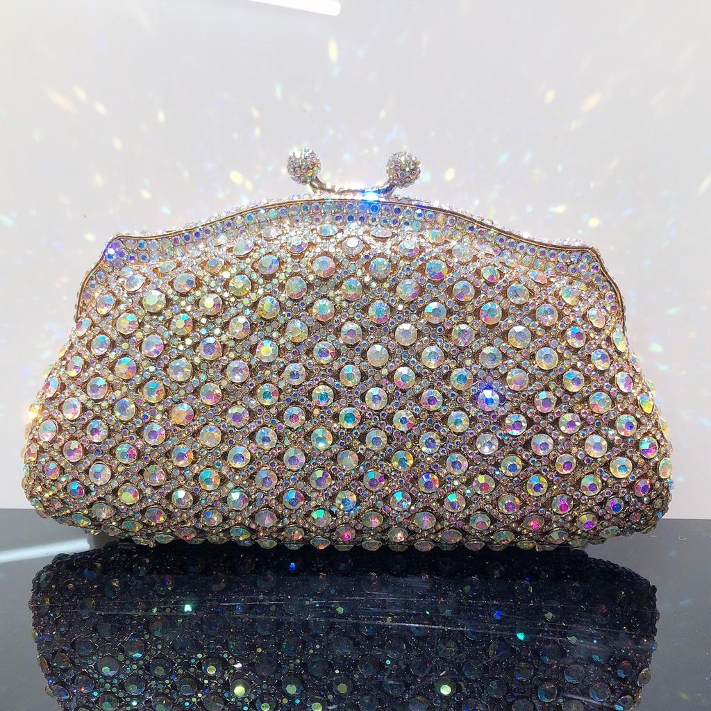 Borsa da sera in cristallo colorato Borsa a pochette con diamanti scintillanti per donna Borsa a mano di lusso con strass per matrimonio, ballo, cena, banchetto