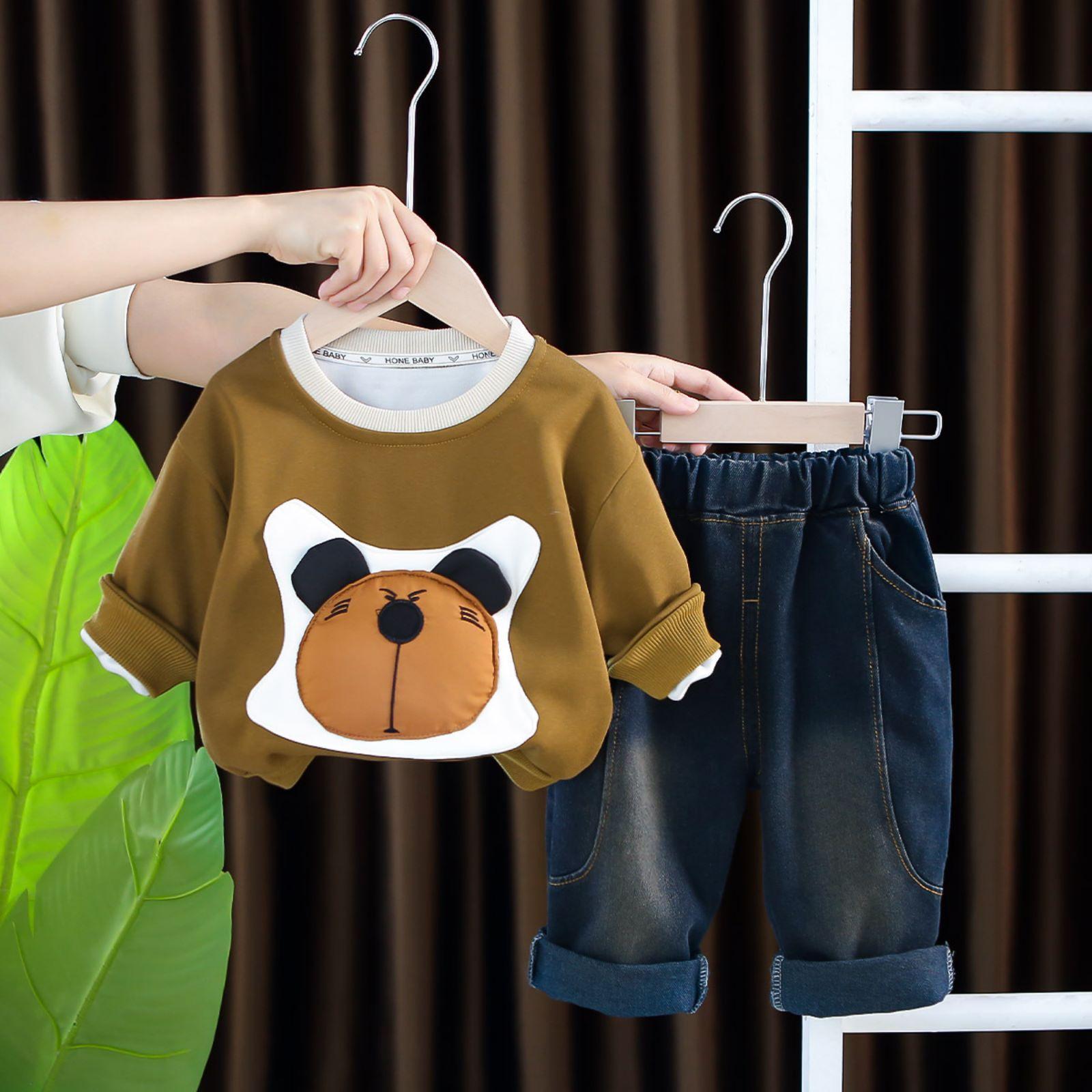 

Детский повседневный комплект с длинным рукавом, удобные наряды для повседневной носки 80 кофейный