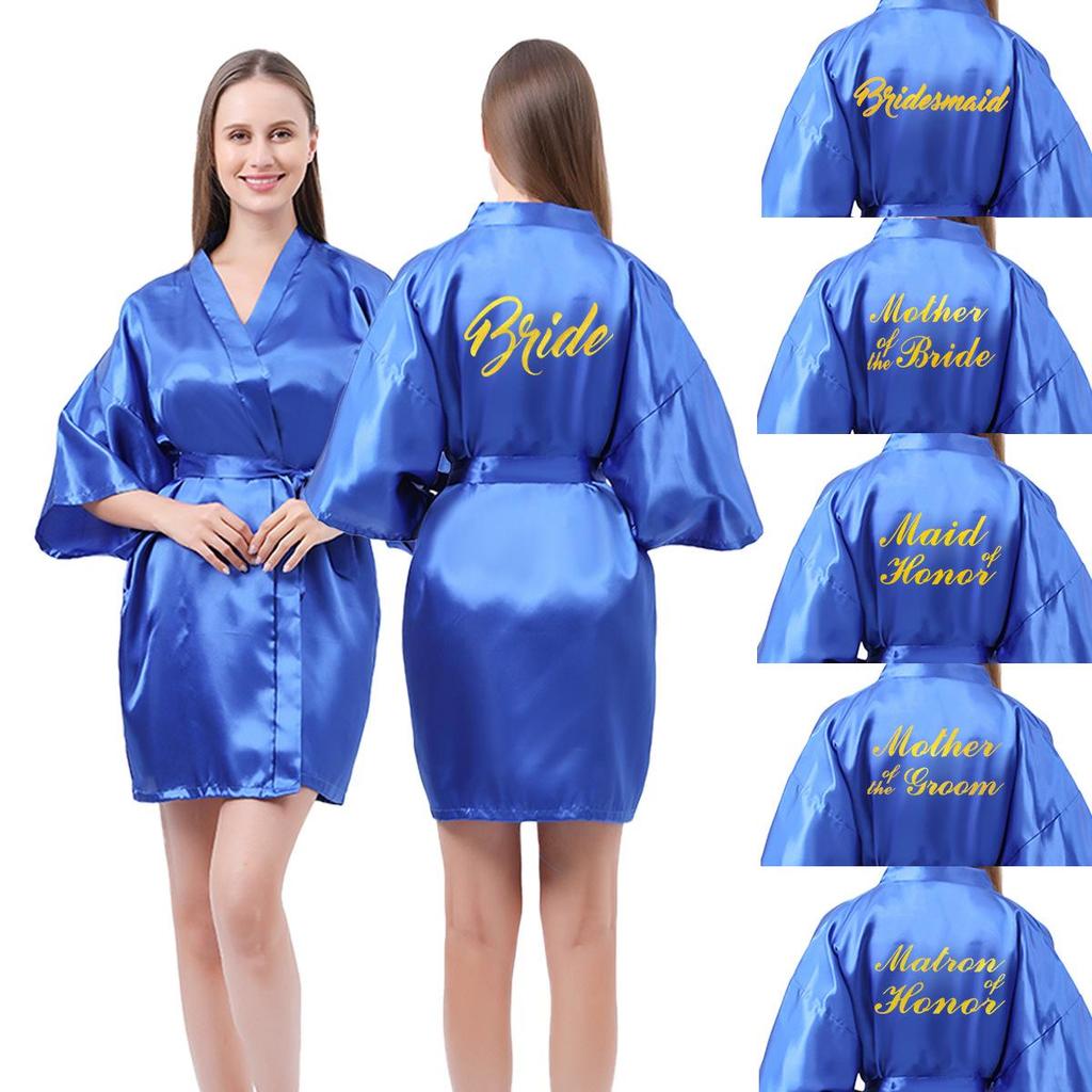 Classic Style Silk Bridesmaid & Bride Morning Robe with Hot Stamped Lettering