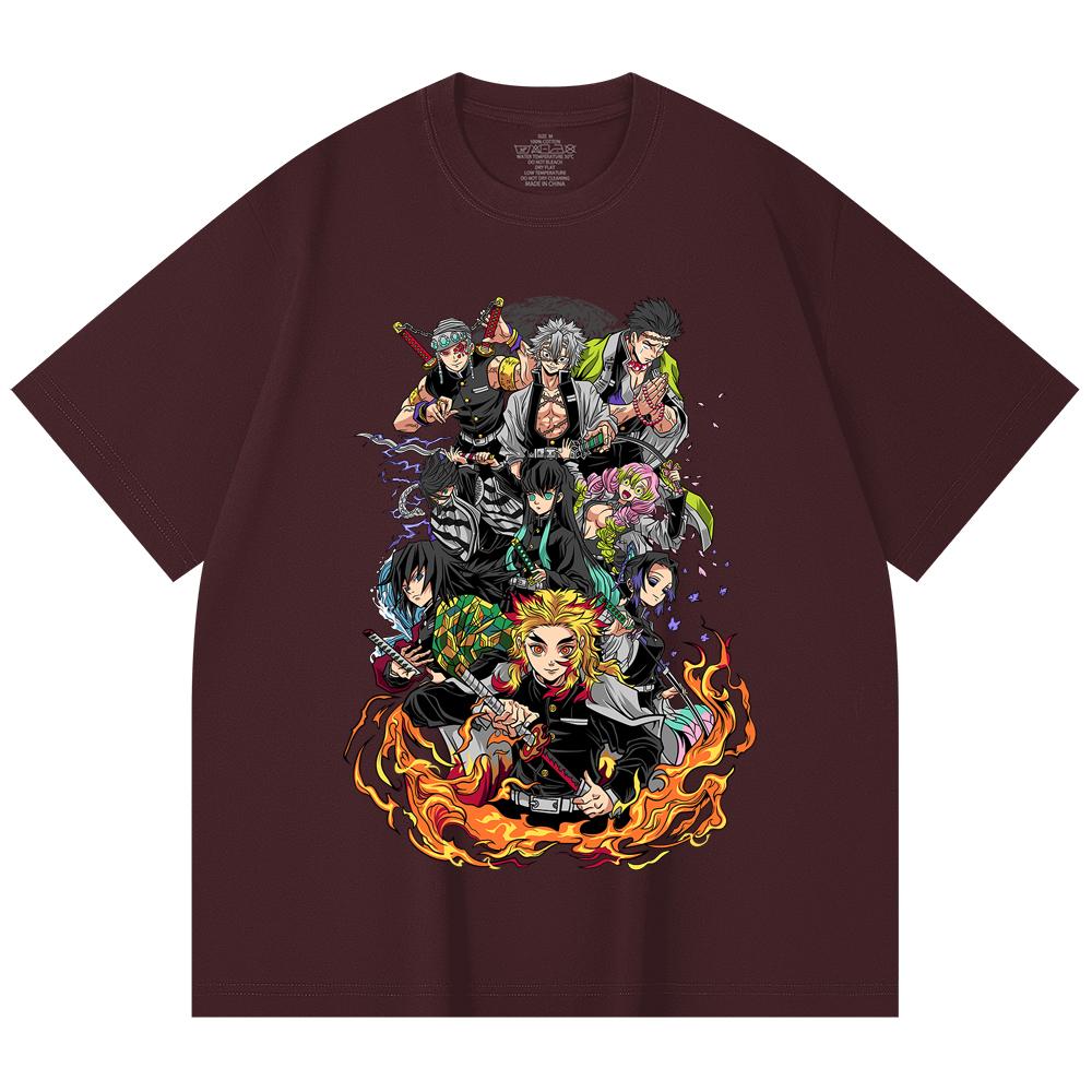

230 Gsm 100% Cotton Demon Slayer V61 Hashiras Print Unisex Heavy Cotton T Shirt 2XL