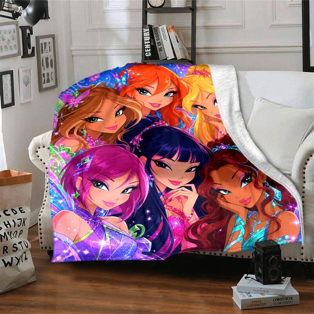 Winx Club Theme Printed Blanket - Perfect for Couch, Bed, Travel & Outdoor Use | Machine Washable, Cozy & Durable.