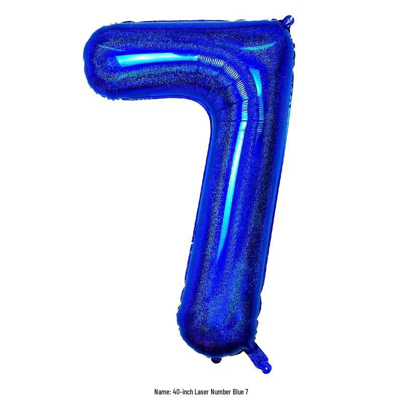 Large 40-Inch Navy Blue Laser Number Foil Balloon for Birthday Decoration