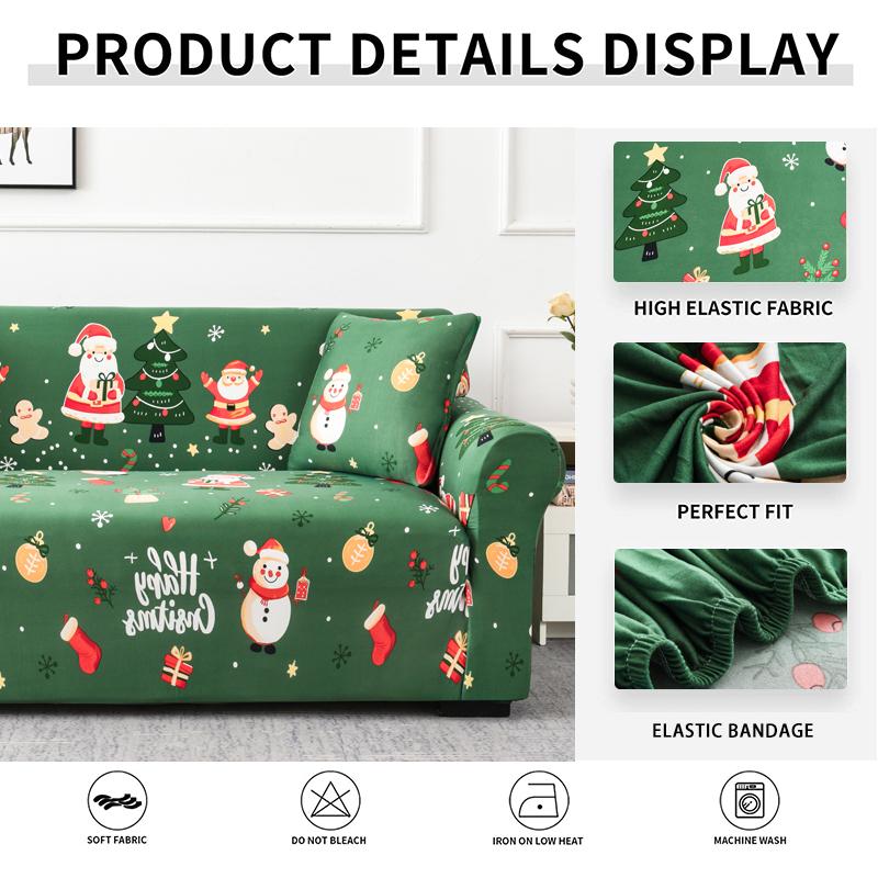Christmas Sofa Slipcovers Stretch Sofa Cover for Living Room Kids Pets All Inclusive Couch Cover Non Slip Furniture Protector