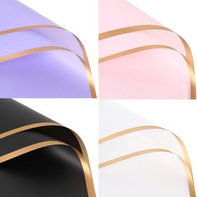 160 Sheets Bouquet Wrapping Paper Waterproof Floral Packaging Paper with Gold Border for Florist Wrap Wedding Birthday