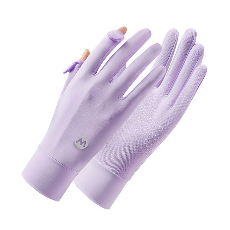 Gobygo Upf50+ 1Pair Ice Feeling Sun Protection Gloves Anti-Slip Cycling Original Yarn Ice Gloves Summer Driving Cycling Unisex