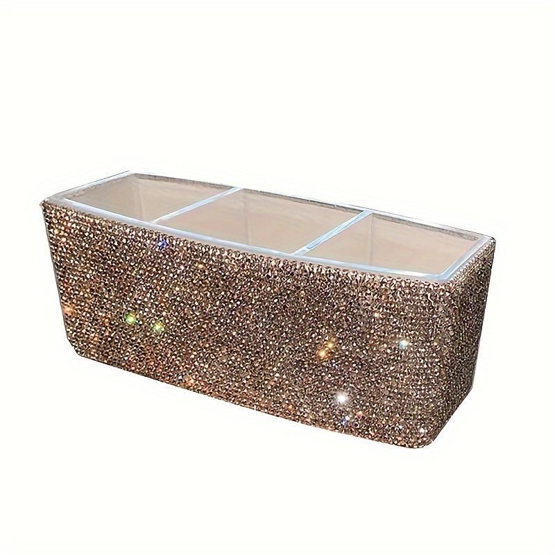 Diamond-Inlaid Luxury Rectangular Cosmetic Storage & Lipstick Organizer