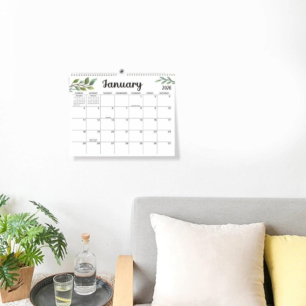 18 Months INS Coil Calendar Square English Calendar Leaf Pattern Calendar  Work Planning