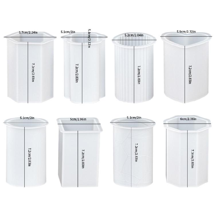 8Pcs Geometric Cylinder Candle Molds Professional Silicone Molds Easy Demolding for Handmade Candle Soap and Resin Art
