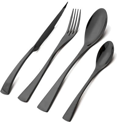 4 stk Vestligt Middagsstel Sort 304 Rustfrit Stål Moderne Bestik Køkkenkniv Gaffel Skeer Komplet Bordstel Bestikstel