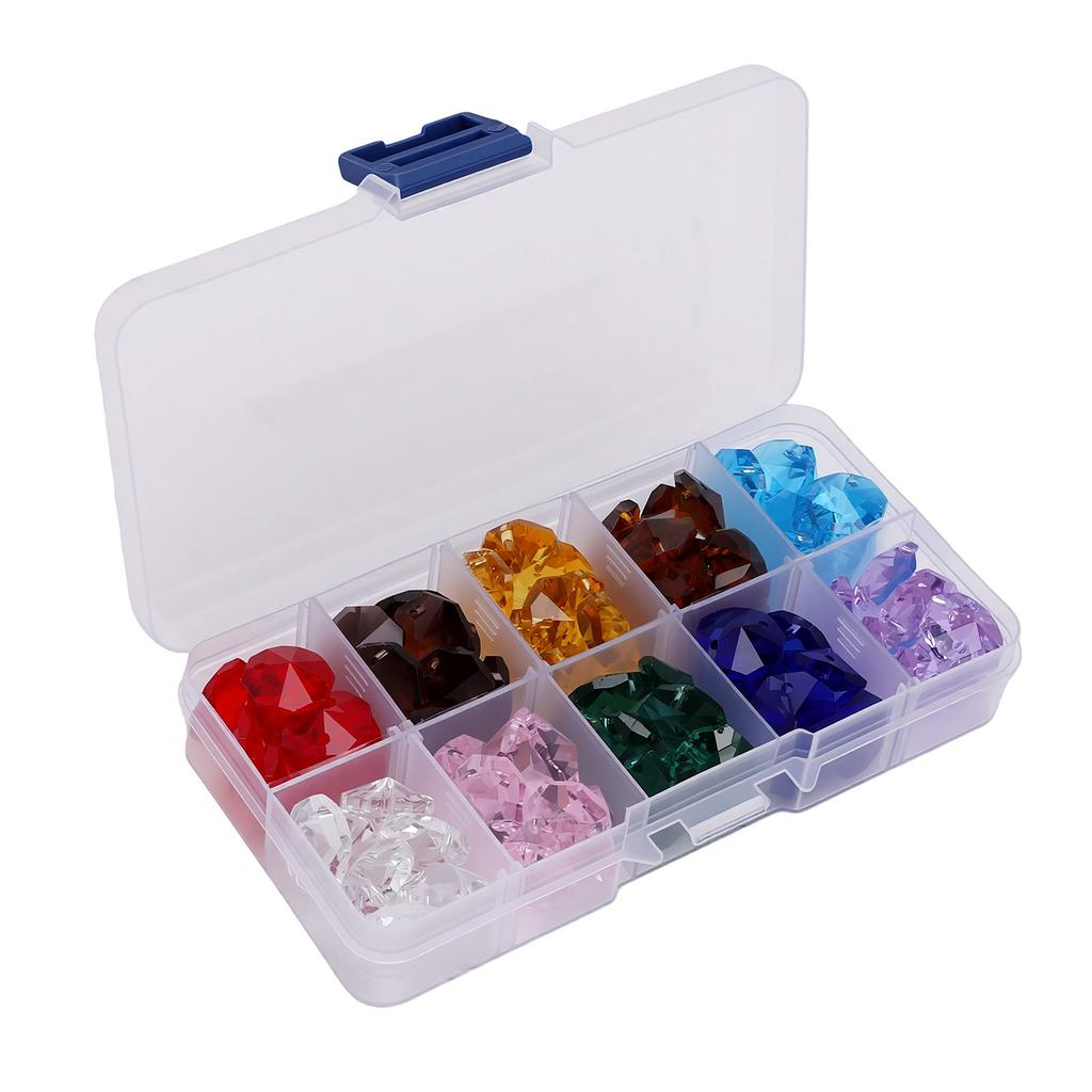 100 PCS 14mm Two Holes Crystal Octagonal Beads 10 Colors Double Cut Faceted Octagonal Glass Beads for DIY Arts Crafts
