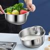 Rust Proof Food Strainer 304 Stainless Steel Colander with Side Drainage Holes, 3-in-1 Kitchen Bowl for Washing Rice Vegetables Fruits, Large Capacity