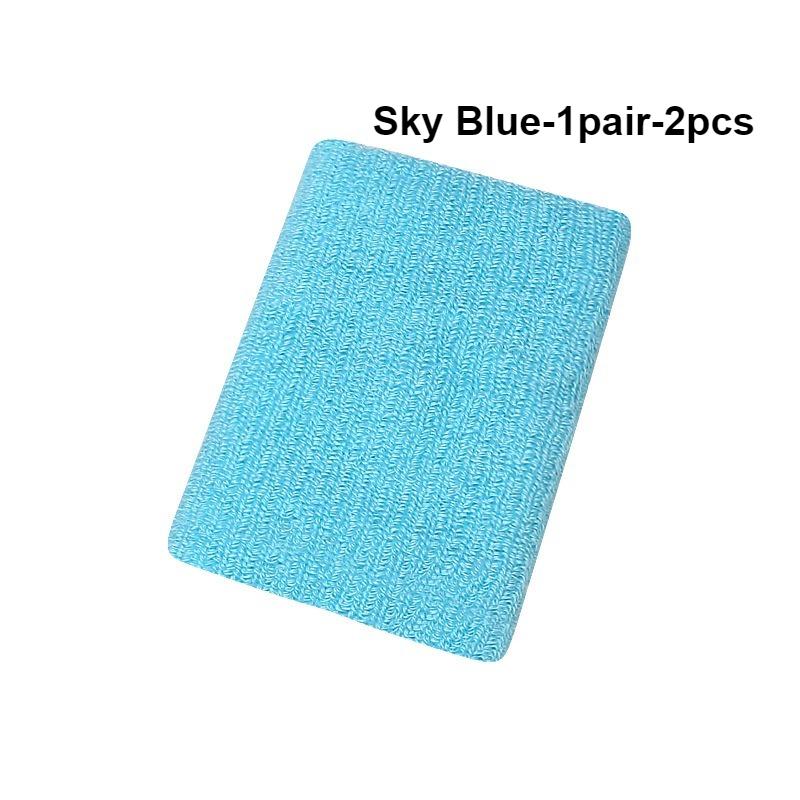 New Hot 1Pairs 2Pcs Set Breathable Cotton Wrist Sweatbands Sweat Absorbent Wristbands for Tennis Football Basketball Running Gym 1