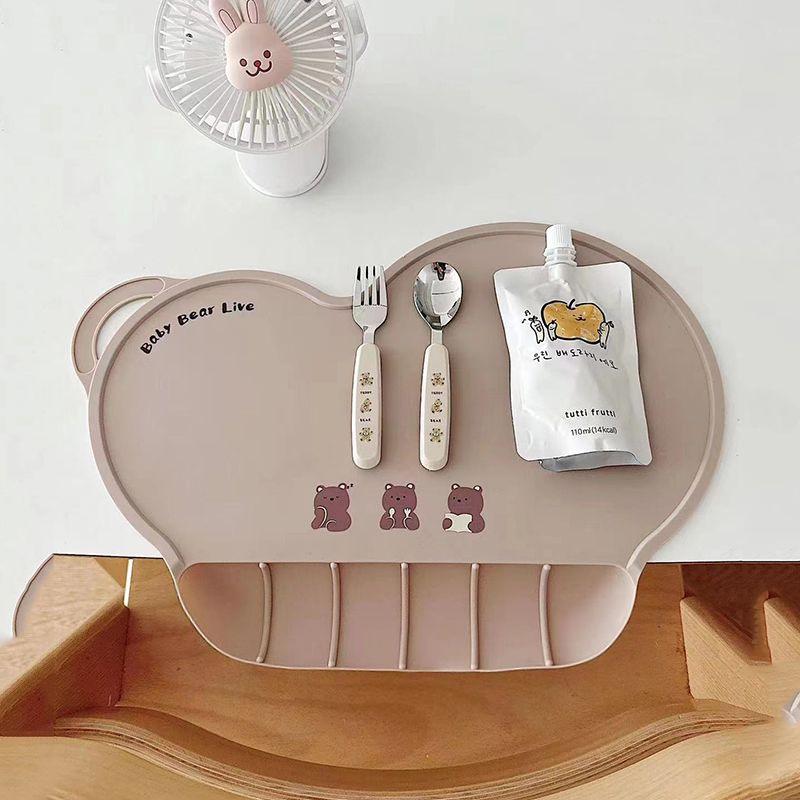 Korean-Style Waterproof Silicone Baby Placemat & Bib Set