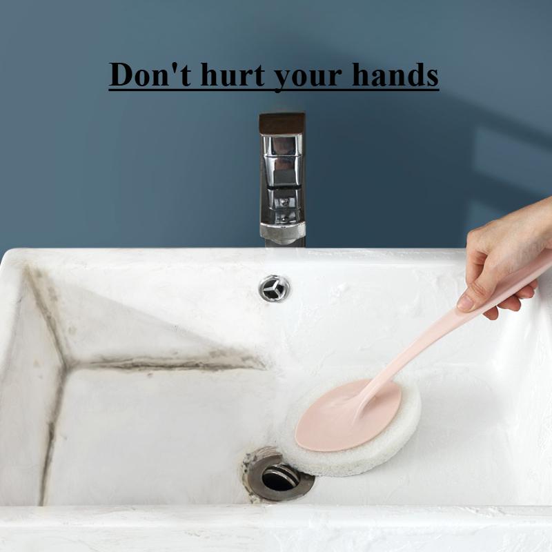 Bathroom long-handled sponge wipe brush, cleaning brush, bathtub sponge brush, floor tile brush, scouring pad