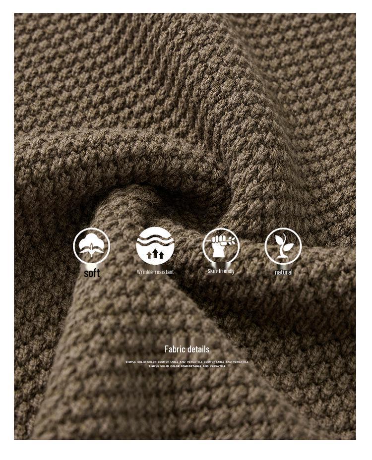 Plus Size Retro Henley Sweater: Men's Autumn/Winter Warm Loose Knitwear