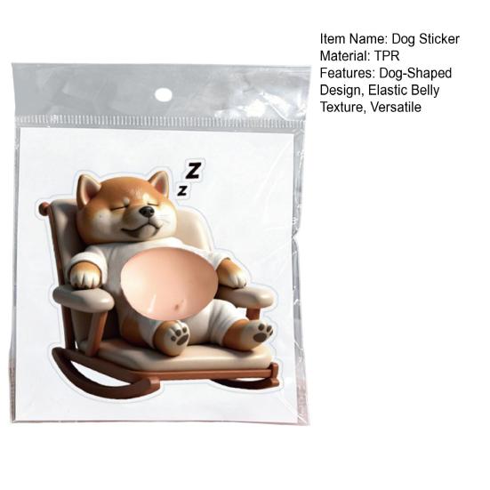 1/4Pcs Anti-Collision Sticker Soft Elastic Dog Belly Design Stress Relief Toy Kids Adults Portable Decompression Tool