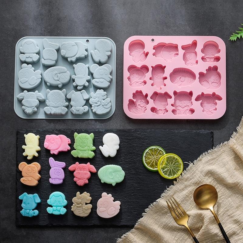 Silicone Fondant Molds Chinese Zodiac Shape Chocolate Moulds Candy Molds Silicone Material for DIY Hand-Making Use