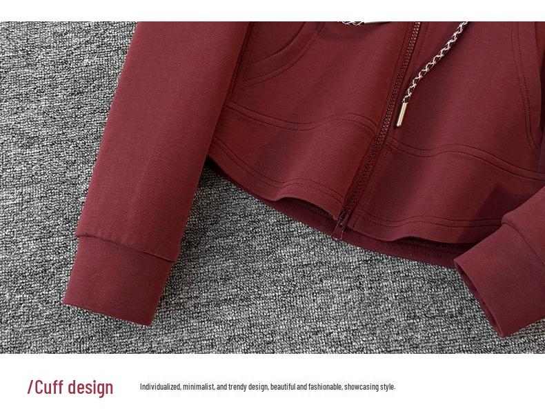 Spring Casual Fashion Set: Women's Korean-Style Zipper Cardigan Hoodie with Wide-Leg Pants, Two-Piece Set
