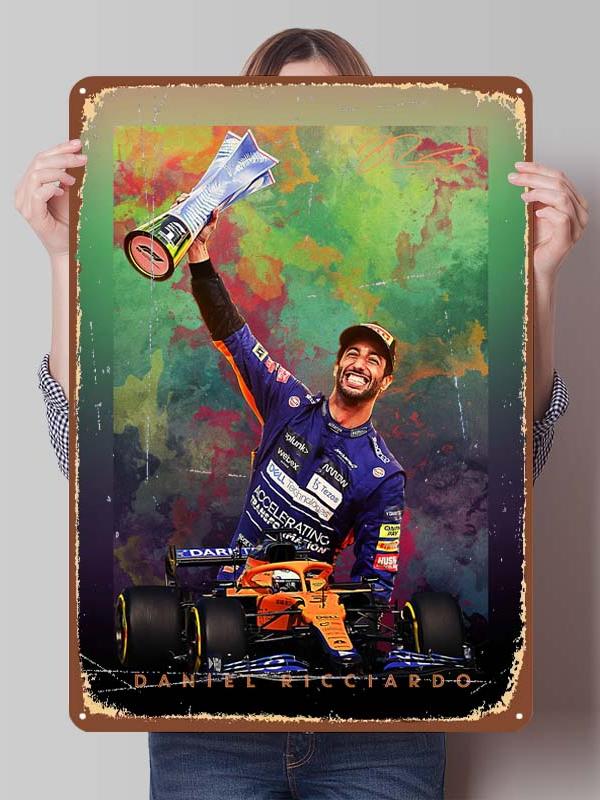 Daniel Ricciardo Plakaty Wyścigowe F1 Metalowe Znaki Dekoracja Wystrój Salonu Mężczyźni Niestandardowe Blaszane Tabliczki do Dekoracji Ścian