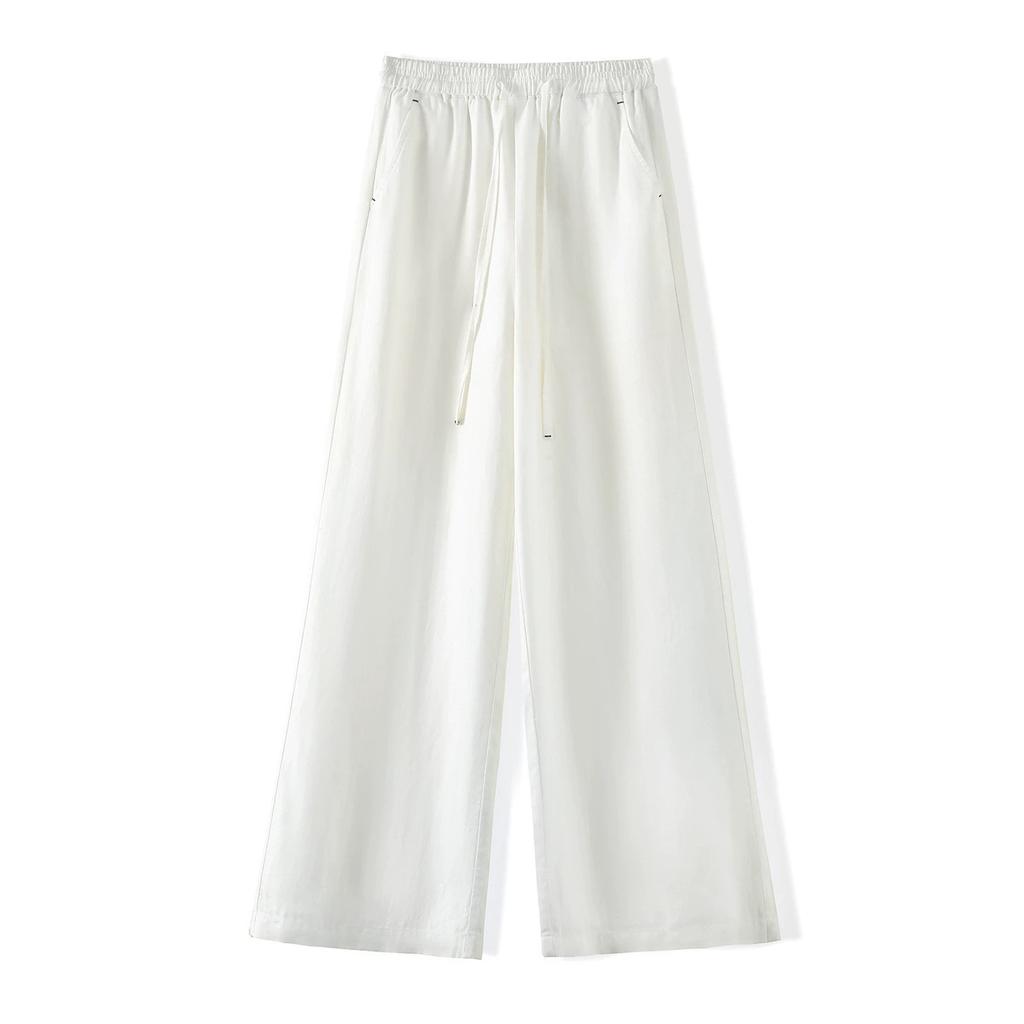 Fashion Loose Wide-leg Drawstring Casual Pants Women's 1116 Spring and Summer Popular High-waisted Thin Drape Straight Pants