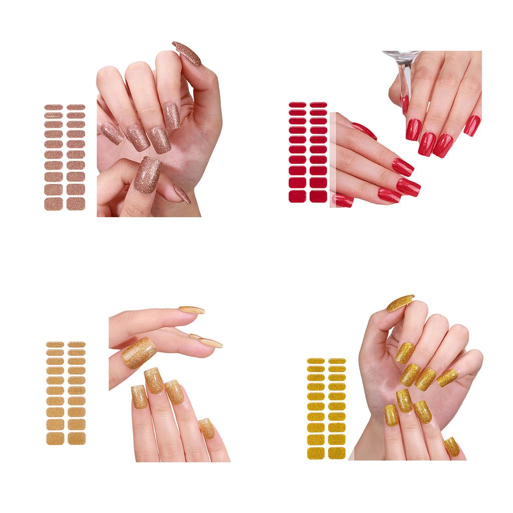 Gel Nail Polish Stickers Full Wraps Nail Stickers UV/LED-Lamp Required Cured Gel Nail Strips for Women Girls