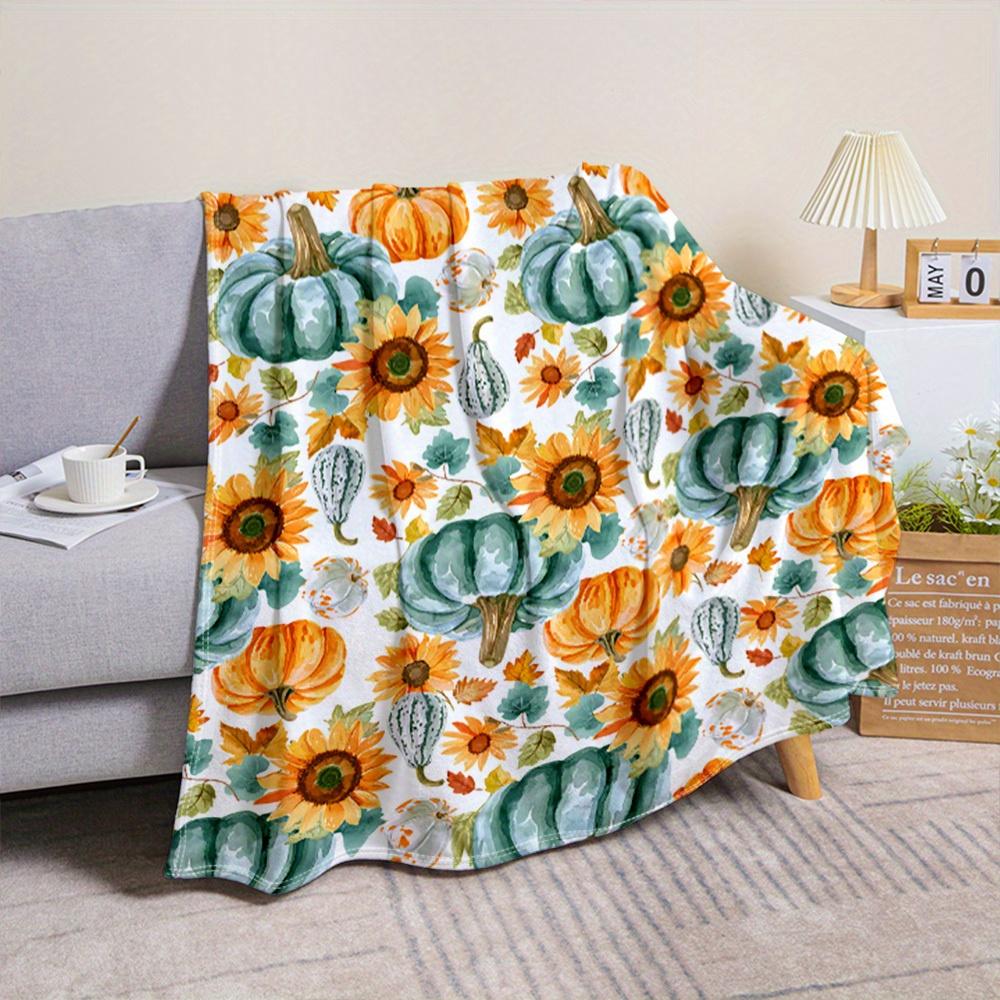 Autumn Harvest Pumpkin Blanket Cozy Knit Throw for Fall Decor Seasonal Comfort Farmhouse Style Gift
