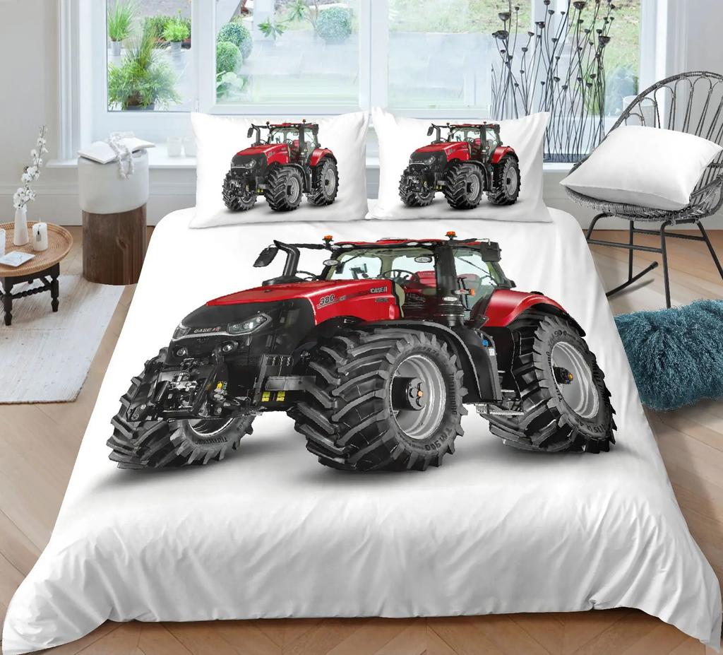 3D Print Excavator, Engineering Vehicle Bedding Set Kids Teenagers Winter Duvet Cover Set Bedroom Bed Linens Boys High-Quality