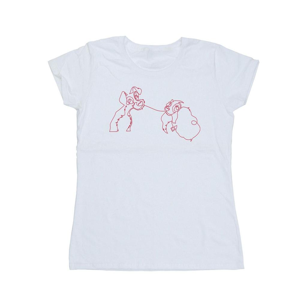 Disney Damen/Damen Lady And The Tramp Spaghetti Outline Baumwoll-T-Shirt