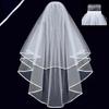 Wedding Tulle Bridal Lace Veil with Bowknot/Floral Trim Elegant Bridesmaids Veil