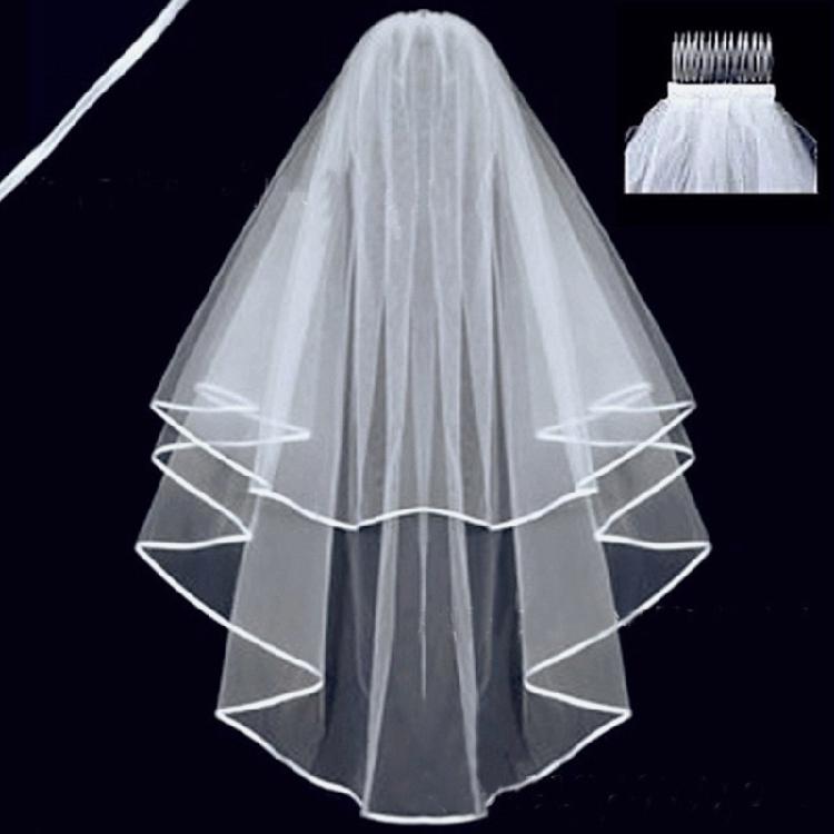 Wedding Tulle Bridal Lace Veil with Bowknot/Floral Trim Elegant Bridesmaids Veil
