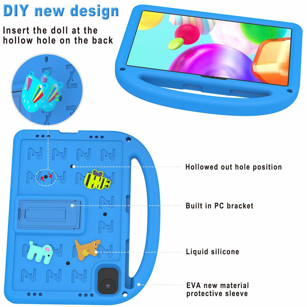 For Honor Pad X8a Kickstand Case Cartoon Design Anti-Drop EVA+PC Tablet Cover with Strap for Kids