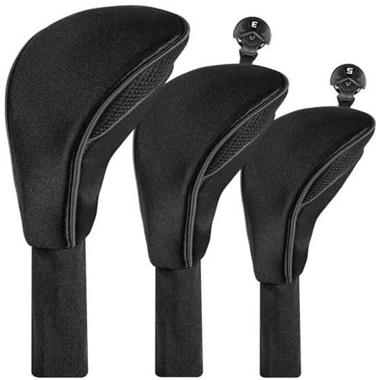 Golf Club Head Cover Long Neck Lightweight Dustproof Wear-resistant Compatible 440 460cc Driver Fairway Wood Utility Conversion Tag Included