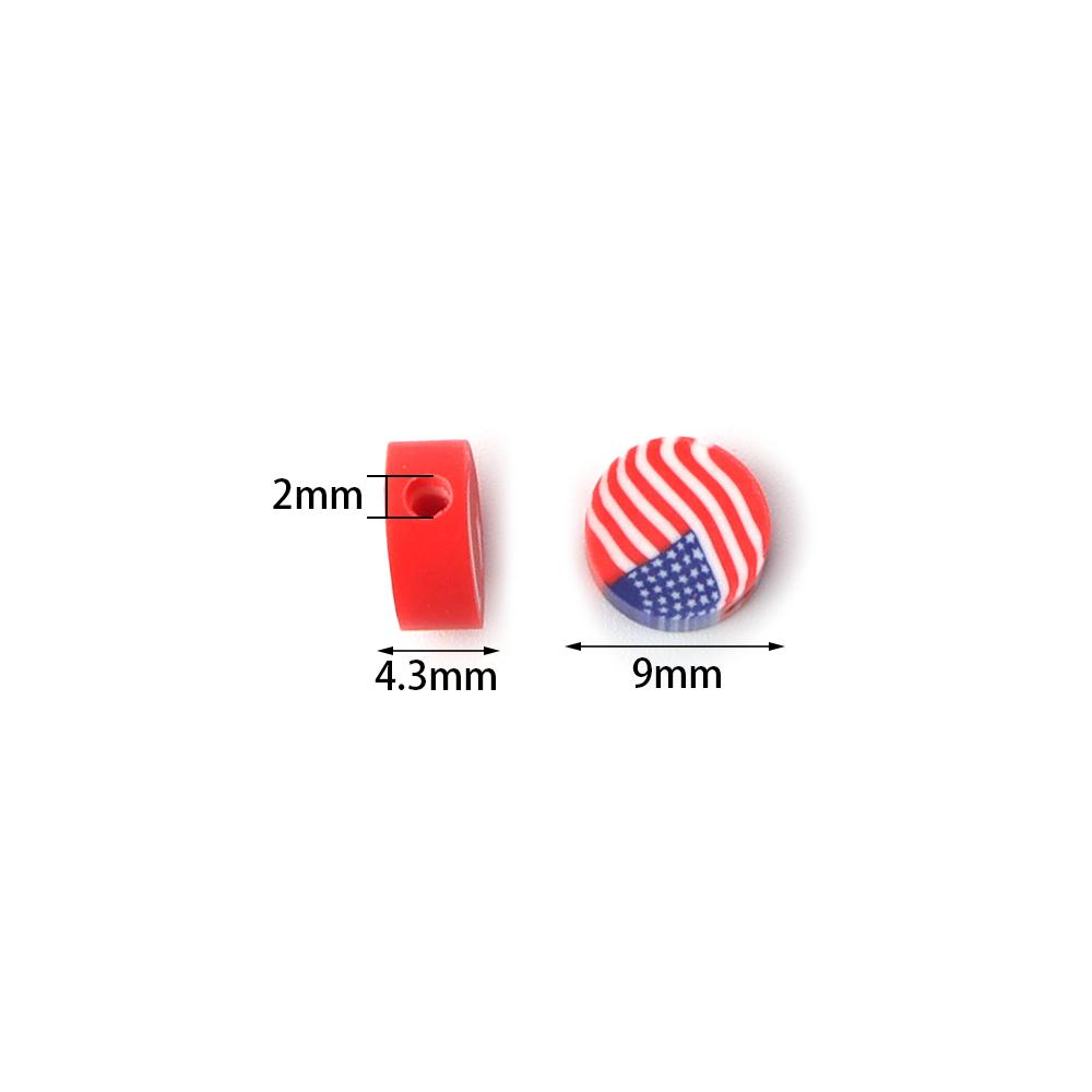 50 Stück 9 mm Polymer Clay Flache Runde Perlen Nationalflagge Lose Abstandshalter Perlen Für DIY Handgemachte Armbänder Ohrringe Herstellung Zubehör