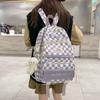 Girls Backpack Korean Version Checkerboard Color Matching Light Leisure Backpack Campus Large Capacity Junior High School Student Schoolbag