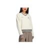 adidas Maglione da donna con scollo a V corto con stampa logo del marchio Originals x sportivo e ricco a righe bianco IN5247