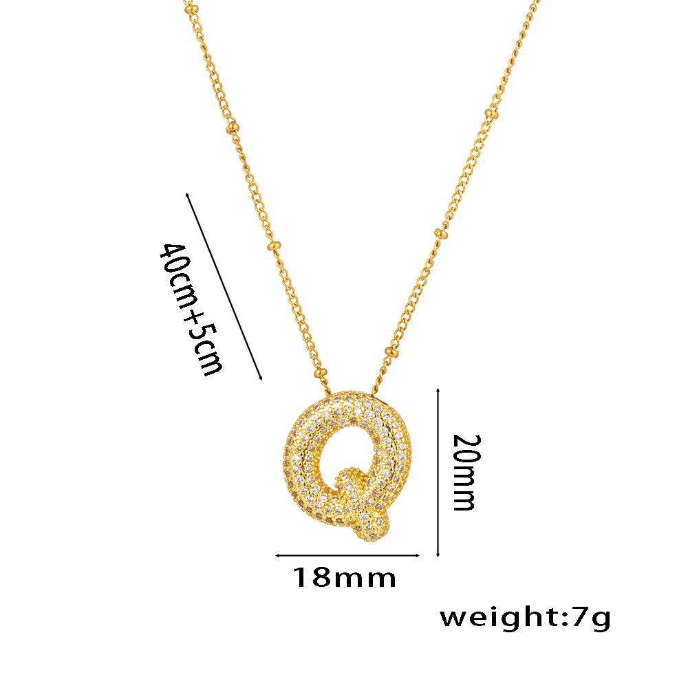 Fashion 26 Bubble Letter Initial Pendant18k Gold Plated Micropaved Full Zirconia Stone Chain Couple Necklace Women Jewelry