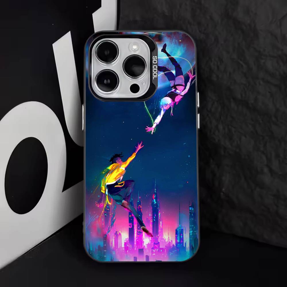 C-Cyberpunk Cool E-Edgerunners Handyhülle Für iPhone 16,15,14,13,12,11,8,7,Pro,Max,Plus,Mini,XS,SE Anti-Fall Schwarz Matt Hart