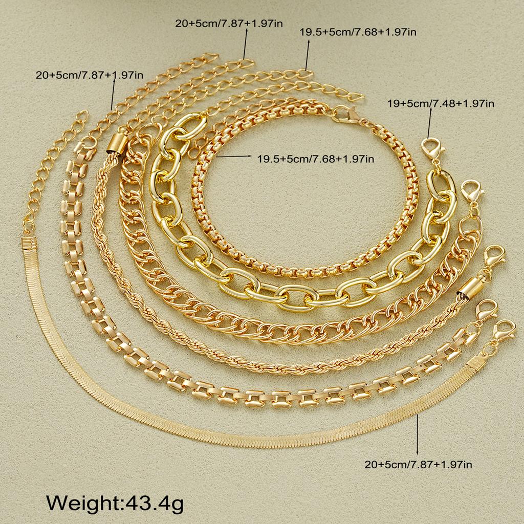 6Pcs/Set Chunky Twisted Cuban Chain Bracelets for Women Simple Gold Color Metal Waterproof Bracelets Sets Fashion Jewelry Gifts