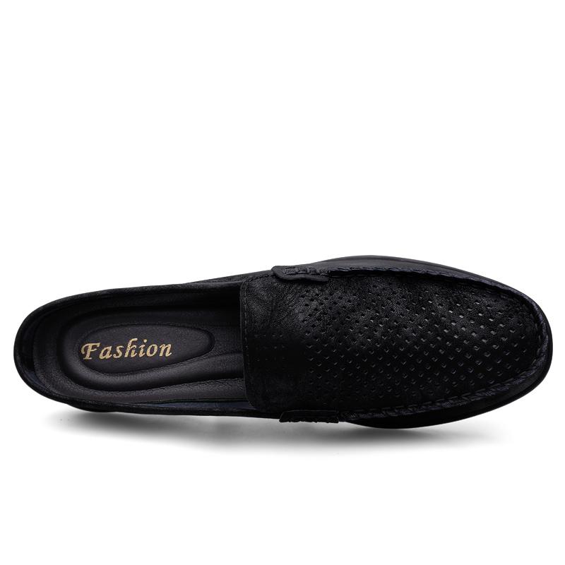 Italské luxusní pánské pantofle Luxusní mokasíny z pravé kůže Pánské ležérní protiskluzové poloviční nazouváky Letní móda Polobotky Pánské