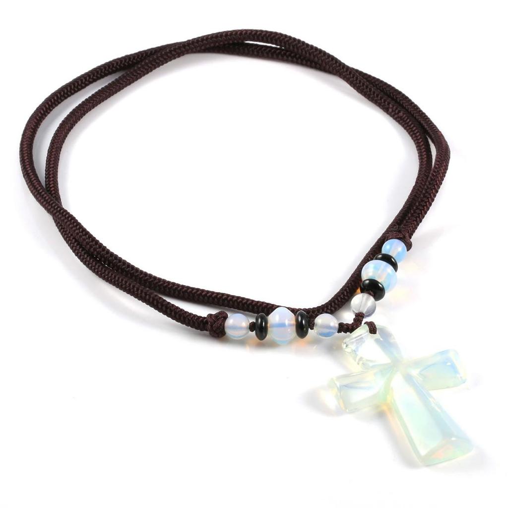 New Style Necklace 66 Cm with Cross Agate Pendant Charms for Elegant Women Wedding Clothes Jewelry