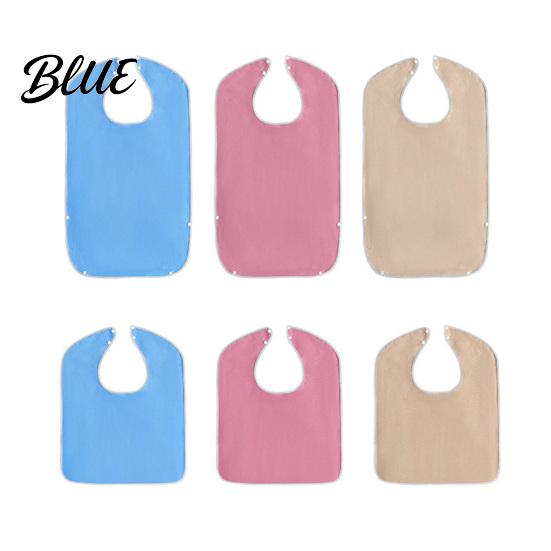 Adult Bibs with Clothing Protector Large Solid Bib Snap Buttons Color Waterproof Deep Crumb Adjustable Closure Catcher Design Eating