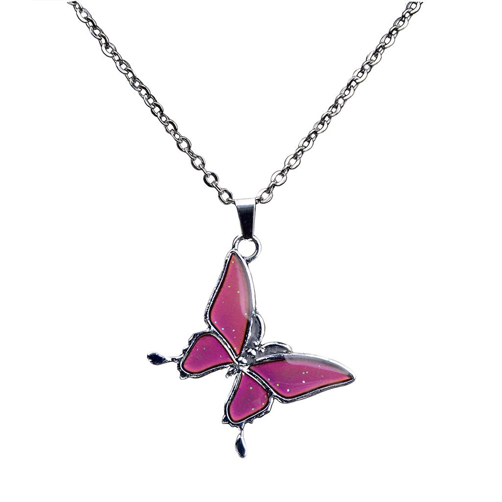 4 Pcs. Mood Necklace Butterfly Pendant Fashion Jewelry Chain, Gifts For Lovers And