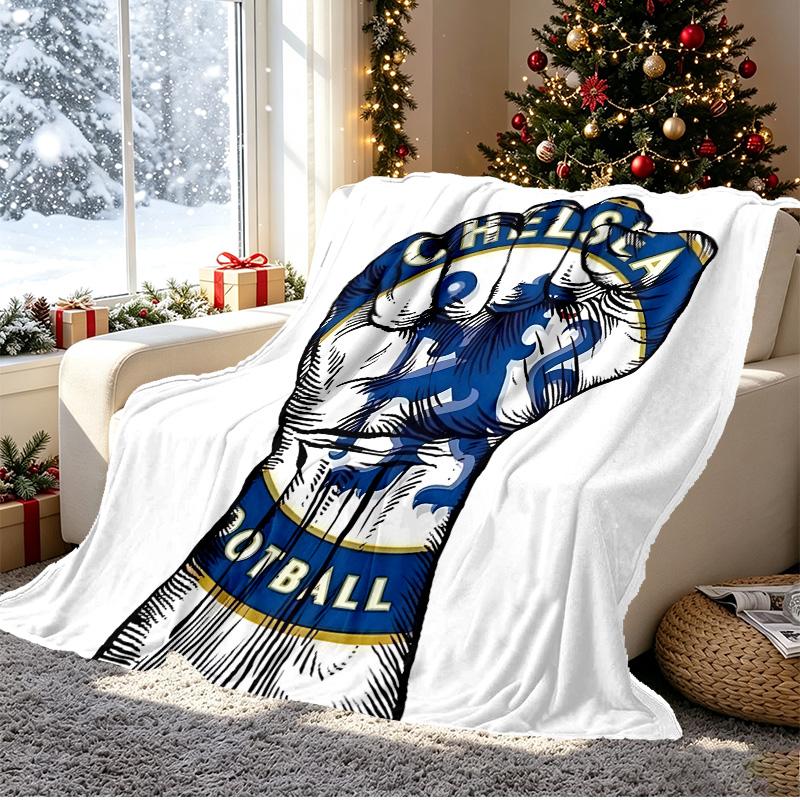 Chelsea F.C Pattern Blanket for Home Decoration, Bed, Sofa, Car Travel, Camping, Suitable for All Seasons, Birthday Christmas Gift