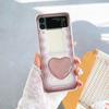For Samsung Galaxy Z Flip 4 3 Case Gradient Waves Painted Transparent Shockproof Folding Hard Back Cover With Love Stand Holder