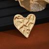 Retro Irregular Pleated Heart Brooch - Elegant Metal Corsage Pin for Women
