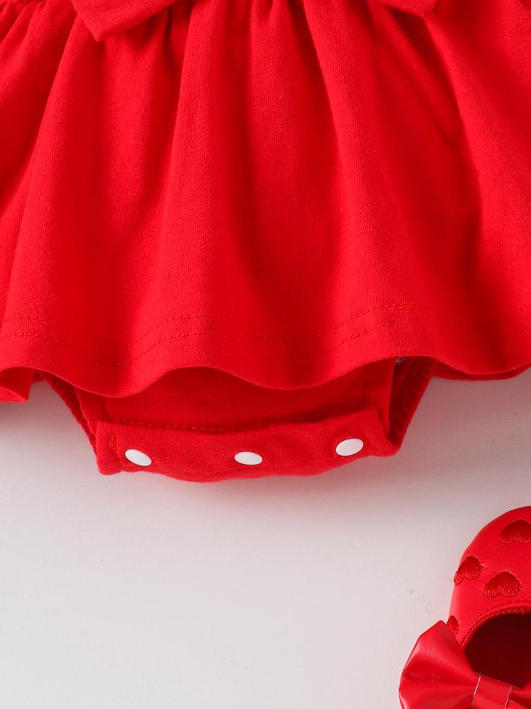 Romper-Set mit rotem Herzmuster und langen Ärmeln für Mädchen