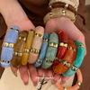 Acrylic Patchwork Beaded Retro Bracelet - Unique Square & Round Design