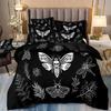 Luxury Black Bedding Set With Galaxy Print, Galaxy Duvet Cover, Galaxy, Starry Sky, Butterfly, Skull, Moth,Halloween Quilt Sets