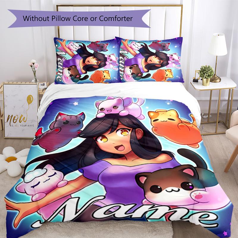 Set Biancheria da Letto Aphmau Personalizzato con Nome 3 Pezzi Copripiumino Chiusura Include 1 Copripiumino & 2 Federe per Tutte le Stagioni Decorazione Camera da Letto